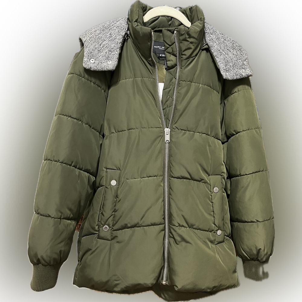 Marc New York Betty Hooded Puffer Olive Coat